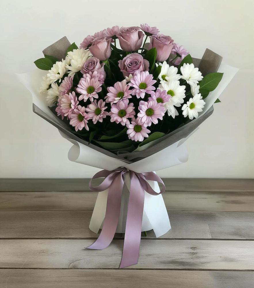 Букет цветов из: Хризантемы и Розы в Пречистое