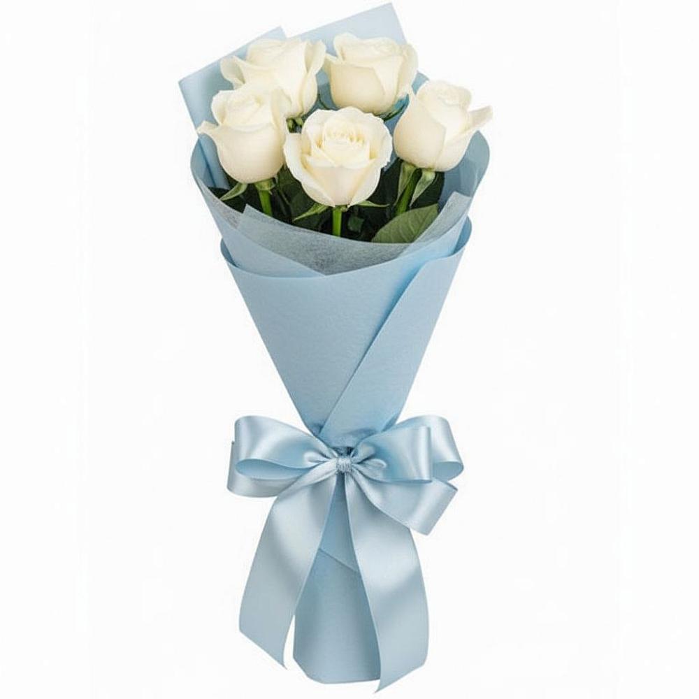 Букет 5 Белых роз Проуд в Пречистое