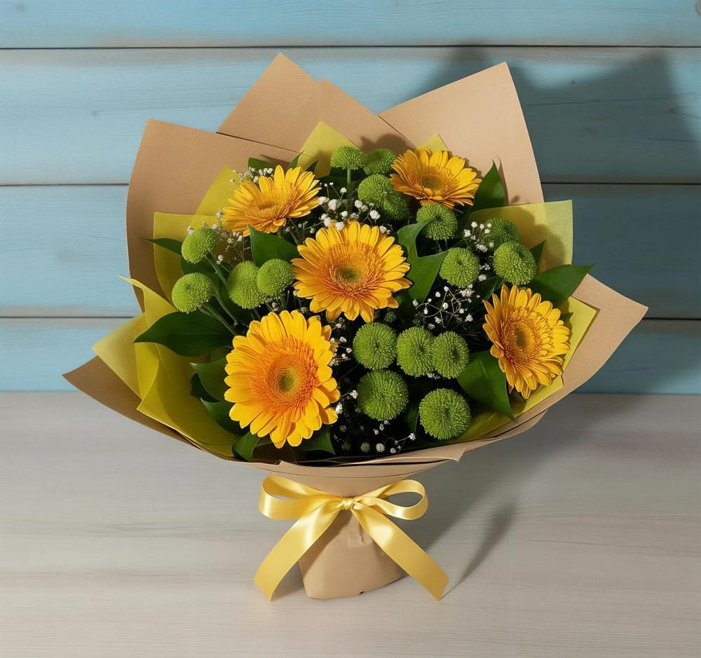Букет цветов из: Герберы и Хризантемы в Пречистое