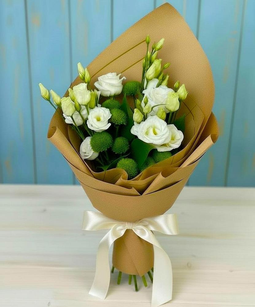 Букет цветов из: Хризантемы и Лизиантусы в Пречистое