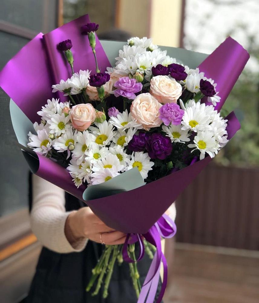 Букет цветов из: Хризантемы, Гвоздики и Розы в Пречистое