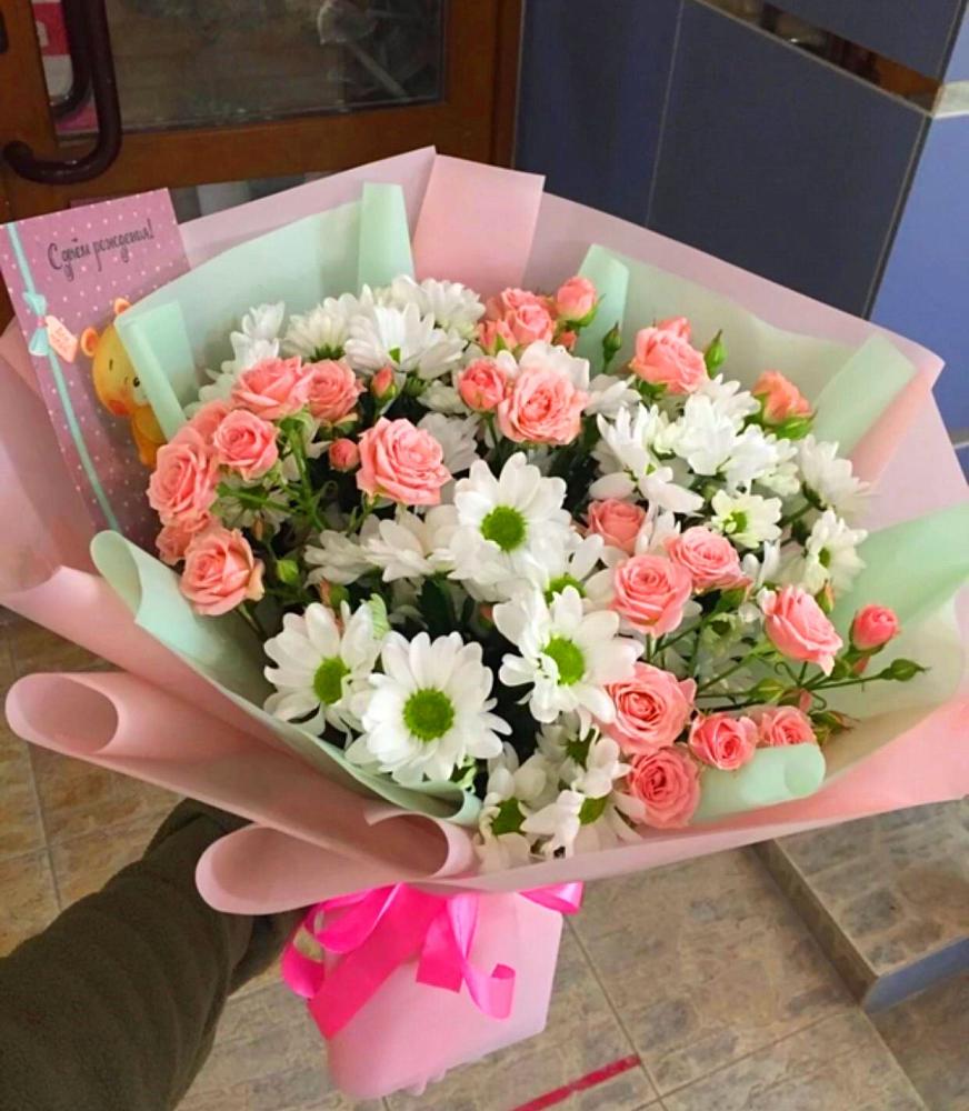 Букет цветов из: Розы и Хризантемы в Пречистое