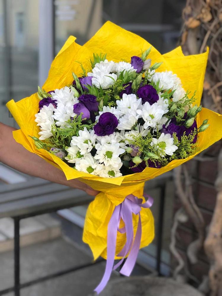 Букет цветов из: Ирисы, Хризантемы и Ромашки в Пречистое