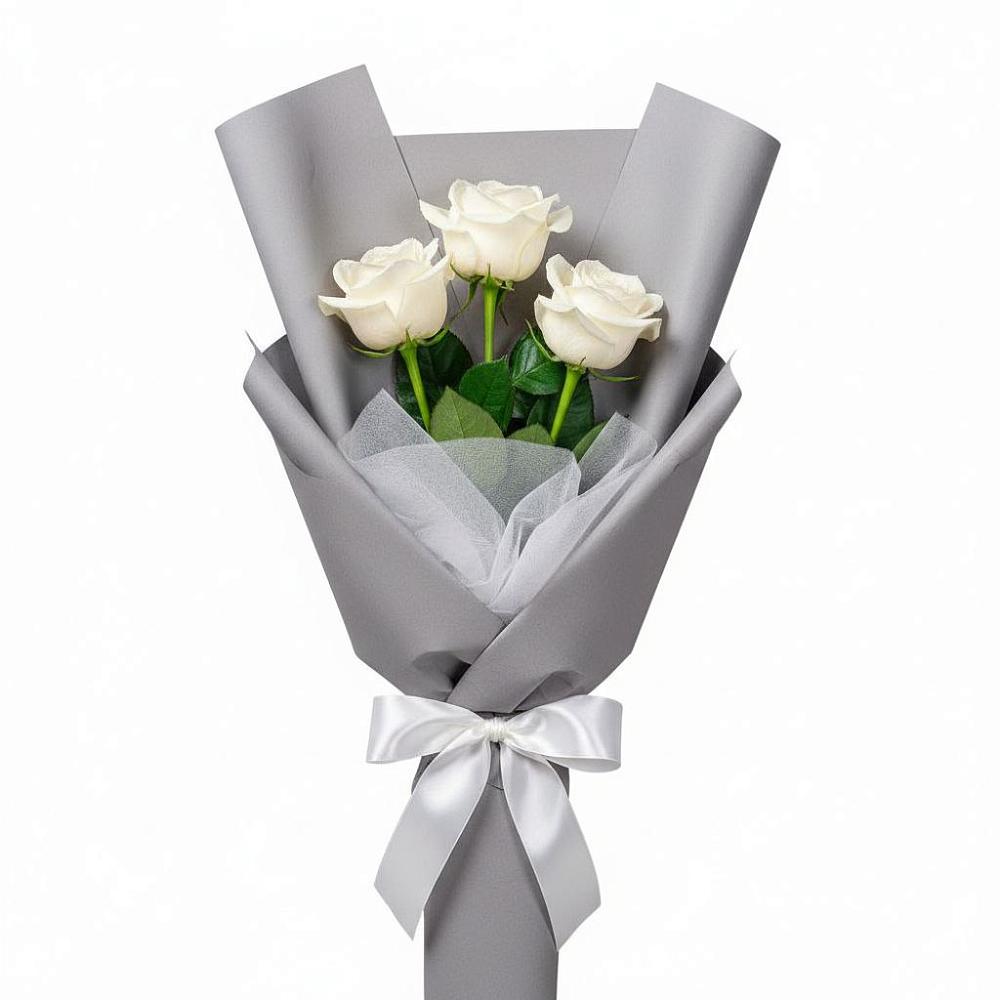 Букет 3 белые розы в Пречистое