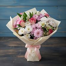 Букет цветов из:  Хризантемы, Альстромерии и Розы в Пречистое