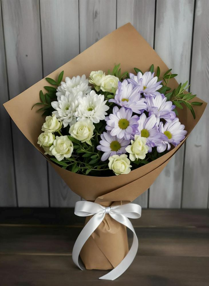 Букет цветов из: Хризантемы и Розы в Пречистое