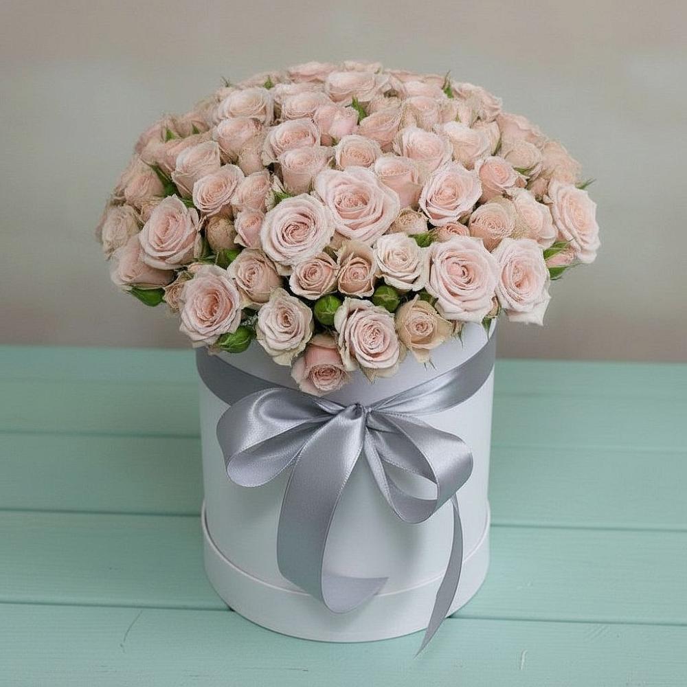 Цветочная композиция из Розы в шляпной коробке в Пречистое